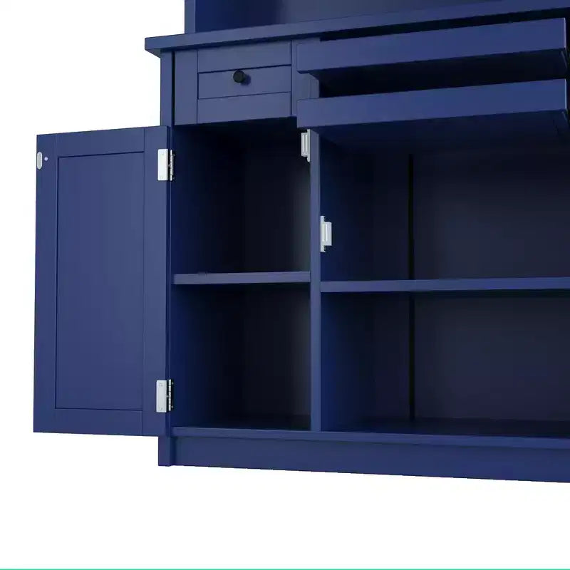 Buffet autoportant Whisen avec huche, armoire de rangement haute de cuisine avec casier à vin et étagères réglables