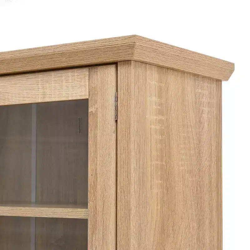 Buffet autoportant Whisen avec huche, armoire de rangement haute de cuisine avec casier à vin et étagères réglables