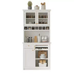 Buffet autoportant Whisen avec huche, armoire de rangement haute de cuisine avec casier à vin et étagères réglables