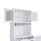 Buffet autoportant Whisen avec huche, armoire de rangement haute de cuisine avec casier à vin et étagères réglables