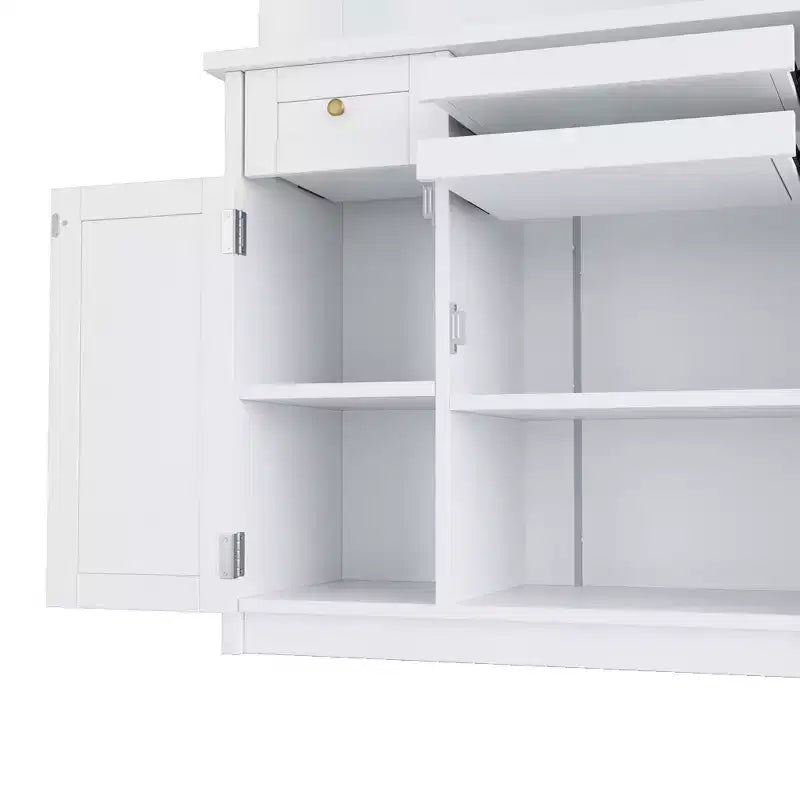 Buffet autoportant Whisen avec huche, armoire de rangement haute de cuisine avec casier à vin et étagères réglables