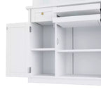 Buffet autoportant Whisen avec huche, armoire de rangement haute de cuisine avec casier à vin et étagères réglables