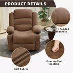 Fauteuil inclinable large COZONY pour adultes, fauteuil de relaxation manuel surdimensionné avec accoudoir, dossier, 2 porte-gobelets et pochette latérale pour salon