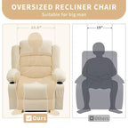Fauteuil inclinable large COZONY pour adultes, fauteuil de relaxation manuel surdimensionné avec accoudoir, dossier, 2 porte-gobelets et pochette latérale pour salon