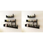 Wall Rack Set of 6 Black MDF Small, Medium, Large Wall mounting