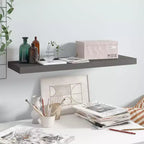 Wall Shelf High gloss grey MDF, metal 31.5 in long Wall Shelf