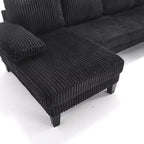 Canapé sectionnel d'angle en velours côtelé Homy Casa avec double méridienne, canapé 4 places pour salon