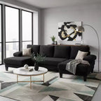 Canapé sectionnel d'angle en velours côtelé Homy Casa avec double méridienne, canapé 4 places pour salon