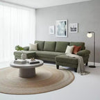 Canapé sectionnel d'angle en velours côtelé Homy Casa avec double méridienne, canapé 4 places pour salon