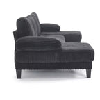 Canapé sectionnel d'angle en velours côtelé Homy Casa avec double méridienne, canapé 4 places pour salon