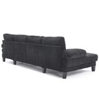 Canapé sectionnel d'angle en velours côtelé Homy Casa avec double méridienne, canapé 4 places pour salon
