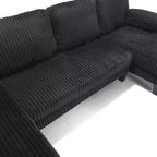 Canapé sectionnel d'angle en velours côtelé Homy Casa avec double méridienne, canapé 4 places pour salon