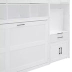 Lit escamotable double avec tiroirs et bureau, cadre de lit mural avec armoire de rangement et étagères, lit escamotable double pour bureau à domicile