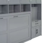Lit escamotable double avec tiroirs et bureau, cadre de lit mural avec armoire de rangement et étagères, lit escamotable double pour bureau à domicile