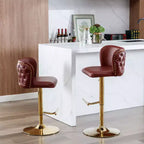 Tabourets de bar pivotants Okak avec hauteur d'assise réglable, lot de 2, tabourets de bar à hauteur de comptoir rembourrés avec dossier capitonné pour pub à domicile