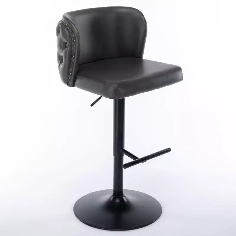 Tabourets de bar pivotants Okak avec hauteur d'assise réglable, lot de 2, tabourets de bar à hauteur de comptoir rembourrés avec dossier capitonné pour pub à domicile
