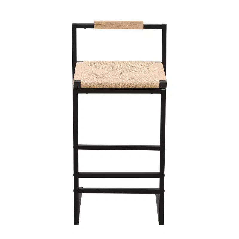 Okak 25 Tabourets de bar en corde de papier tressée avec dossier et repose-pieds, lot de 2, Tabourets de comptoir pour table à manger et îlot de cuisine, Naturel