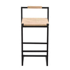 Okak 25 Tabourets de bar en corde de papier tressée avec dossier et repose-pieds, lot de 2, Tabourets de comptoir pour table à manger et îlot de cuisine, Naturel