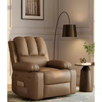 Fauteuil inclinable manuel surdimensionné avec vibrations apaisantes et chaleur lombaire, fauteuil large avec porte-gobelets pour le salon