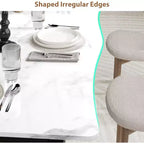Table à manger avec bord irrégulier ondulé, plateau en MDF de 15 mm d'épaisseur et cadre en métal, pour cuisine, marbre