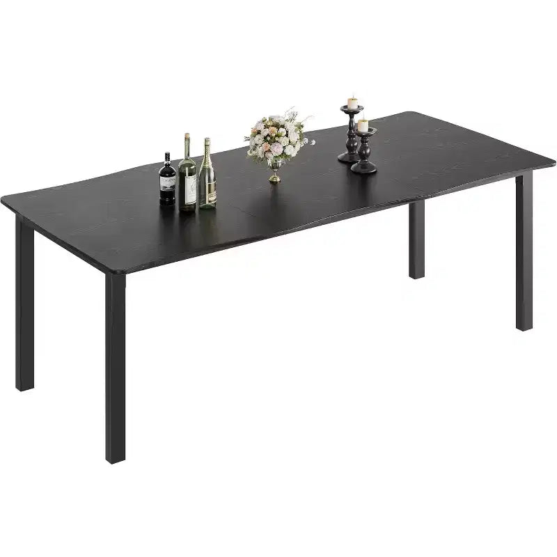Table à manger avec bord irrégulier ondulé, plateau en MDF de 15 mm d'épaisseur et cadre en métal, pour cuisine, marbre