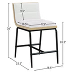 Meridian Furniture, Tabouret de comptoir rembourré en tissu Viceroy, Lot de 2