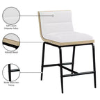 Meridian Furniture, Tabouret de comptoir rembourré en tissu Viceroy, Lot de 2