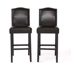 Tabourets de bar Okak modernes minimalistes hauteur comptoir, lot de 2, tabourets de comptoir en similicuir PU avec dossier en bois d'hévéa,
