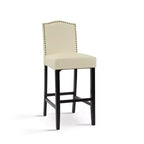 Tabourets de bar Okak modernes minimalistes hauteur comptoir, lot de 2, tabourets de comptoir en similicuir PU avec dossier en bois d'hévéa,