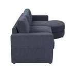Whisen 84.6 Canapé et sofa d'angle modernes en L avec méridienne incurvée et poches de rangement latérales