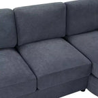 Whisen 84.6 Canapé et sofa d'angle modernes en L avec méridienne incurvée et poches de rangement latérales