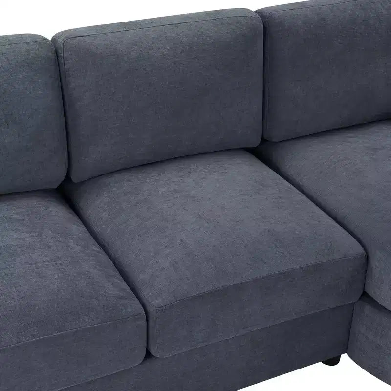 Whisen 84.6 Canapé et sofa d'angle modernes en L avec méridienne incurvée et poches de rangement latérales