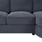 Whisen 84.6 Canapé et sofa d'angle modernes en L avec méridienne incurvée et poches de rangement latérales