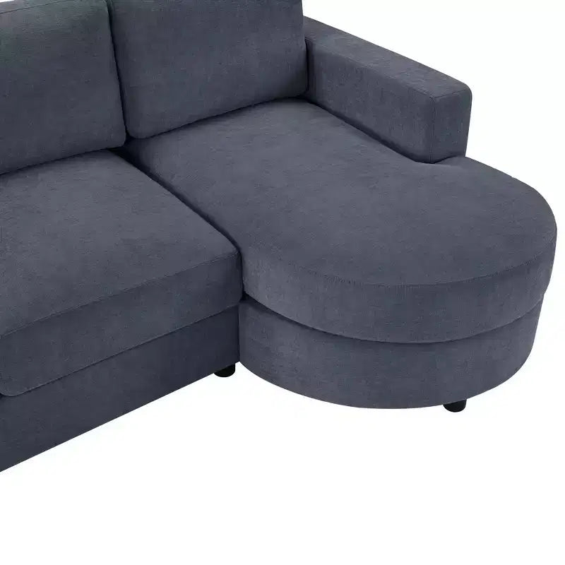 Whisen 84.6 Canapé et sofa d'angle modernes en L avec méridienne incurvée et poches de rangement latérales