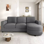 Whisen 84.6 Canapé et sofa d'angle modernes en L avec méridienne incurvée et poches de rangement latérales