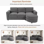 Whisen 84.6 Canapé et sofa d'angle modernes en L avec méridienne incurvée et poches de rangement latérales