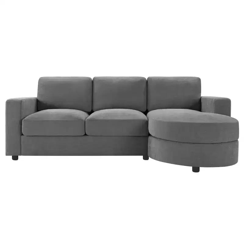Whisen 84.6 Canapé et sofa d'angle modernes en L avec méridienne incurvée et poches de rangement latérales