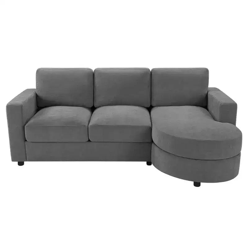 Whisen 84.6 Canapé et sofa d'angle modernes en L avec méridienne incurvée et poches de rangement latérales