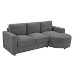 Whisen 84.6 Canapé et sofa d'angle modernes en L avec méridienne incurvée et poches de rangement latérales