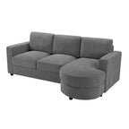 Whisen 84.6 Canapé et sofa d'angle modernes en L avec méridienne incurvée et poches de rangement latérales
