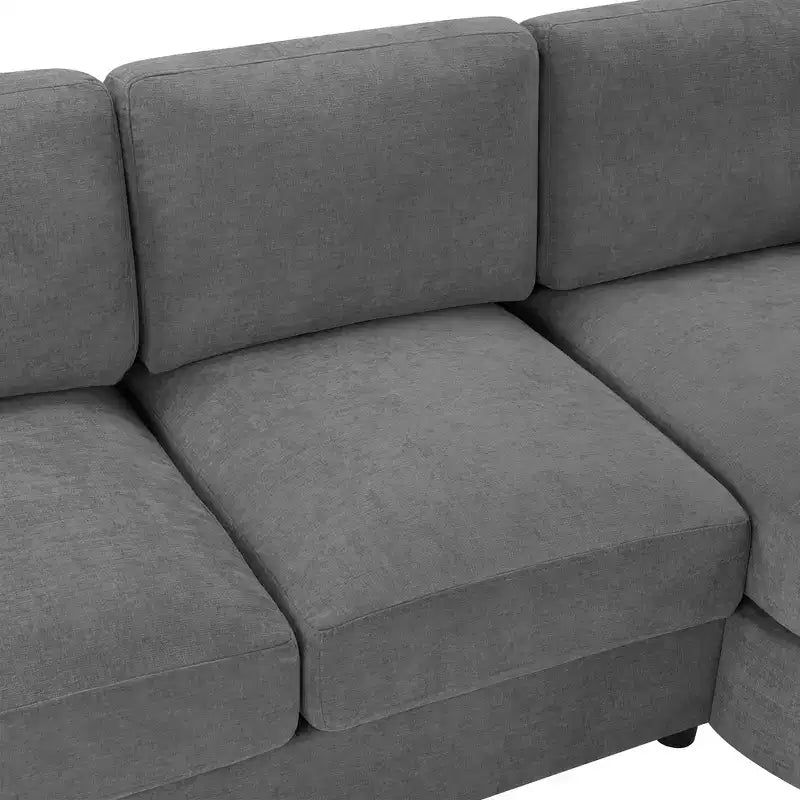Whisen 84.6 Canapé et sofa d'angle modernes en L avec méridienne incurvée et poches de rangement latérales