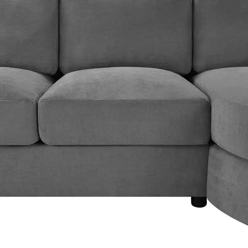 Whisen 84.6 Canapé et sofa d'angle modernes en L avec méridienne incurvée et poches de rangement latérales
