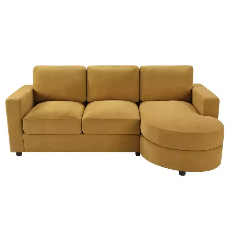 Whisen 84.6 Canapé et sofa d'angle modernes en L avec méridienne incurvée et poches de rangement latérales