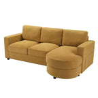 Whisen 84.6 Canapé et sofa d'angle modernes en L avec méridienne incurvée et poches de rangement latérales