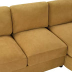 Whisen 84.6 Canapé et sofa d'angle modernes en L avec méridienne incurvée et poches de rangement latérales
