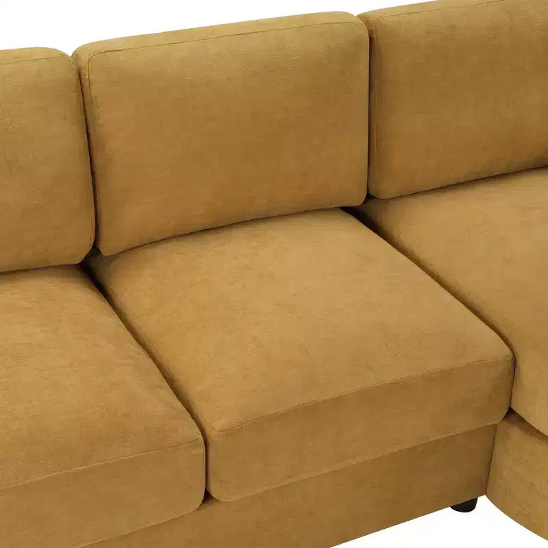 Whisen 84.6 Canapé et sofa d'angle modernes en L avec méridienne incurvée et poches de rangement latérales