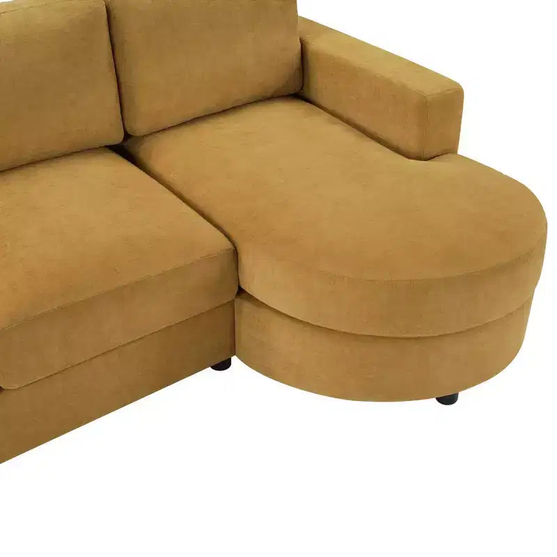 Whisen 84.6 Canapé et sofa d'angle modernes en L avec méridienne incurvée et poches de rangement latérales