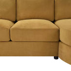 Whisen 84.6 Canapé et sofa d'angle modernes en L avec méridienne incurvée et poches de rangement latérales