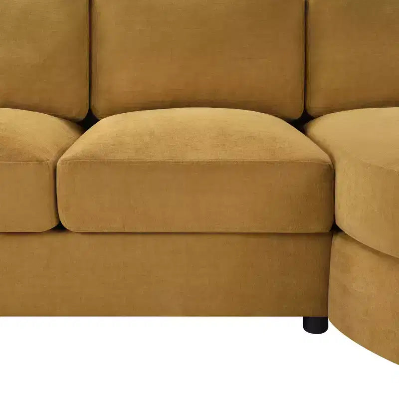 Whisen 84.6 Canapé et sofa d'angle modernes en L avec méridienne incurvée et poches de rangement latérales