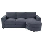 Whisen 84.6 Canapé et sofa d'angle modernes en L avec méridienne incurvée et poches de rangement latérales
